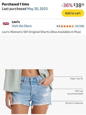 Levi's Distressed Light Blue Denim Shorts